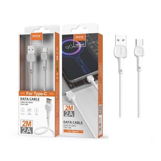 CABLE DE DATOS MTK TB1247 BL PARA TIPO C 2,4A 2M BRANCO CABLE DE DATOS MTK TB1247 BL PARA TIPO C 2,4A 2M BRANCO